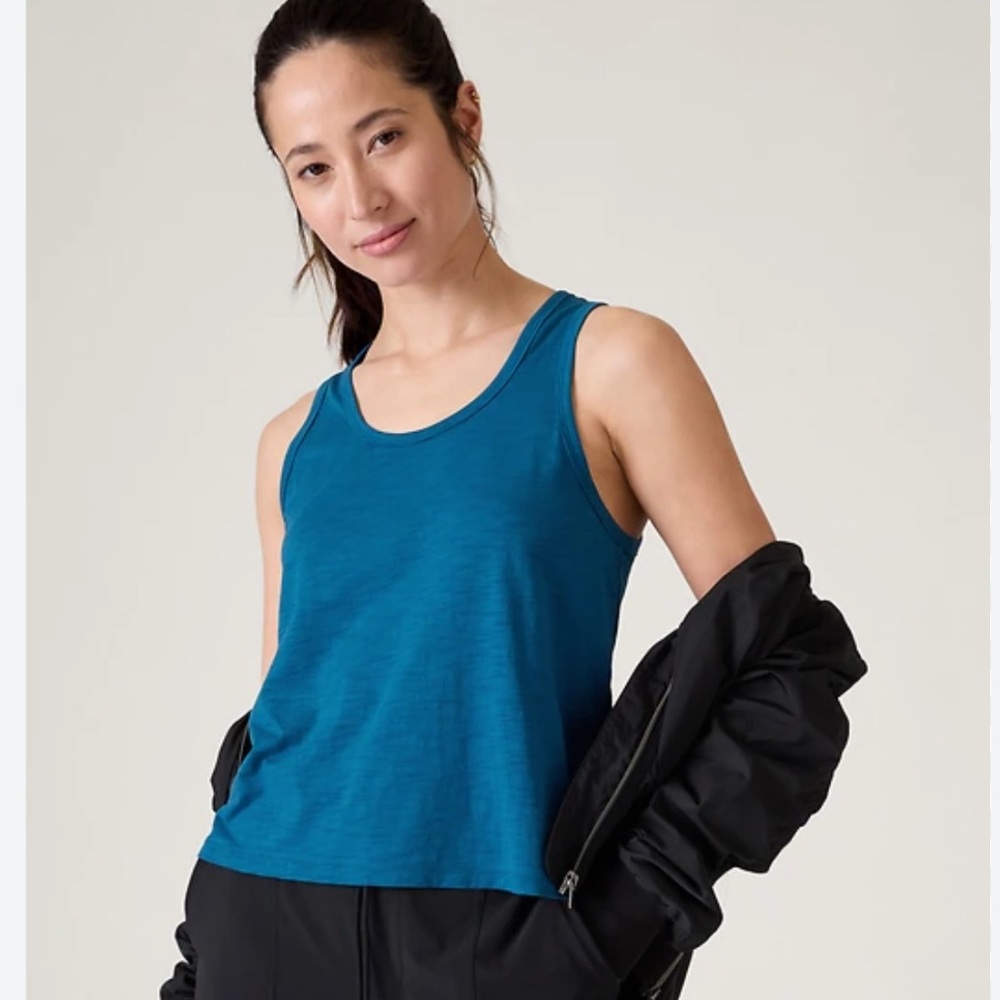 Like New! Athleta Essential Slub Tank: Large (Dark Lapis Blue Slub)